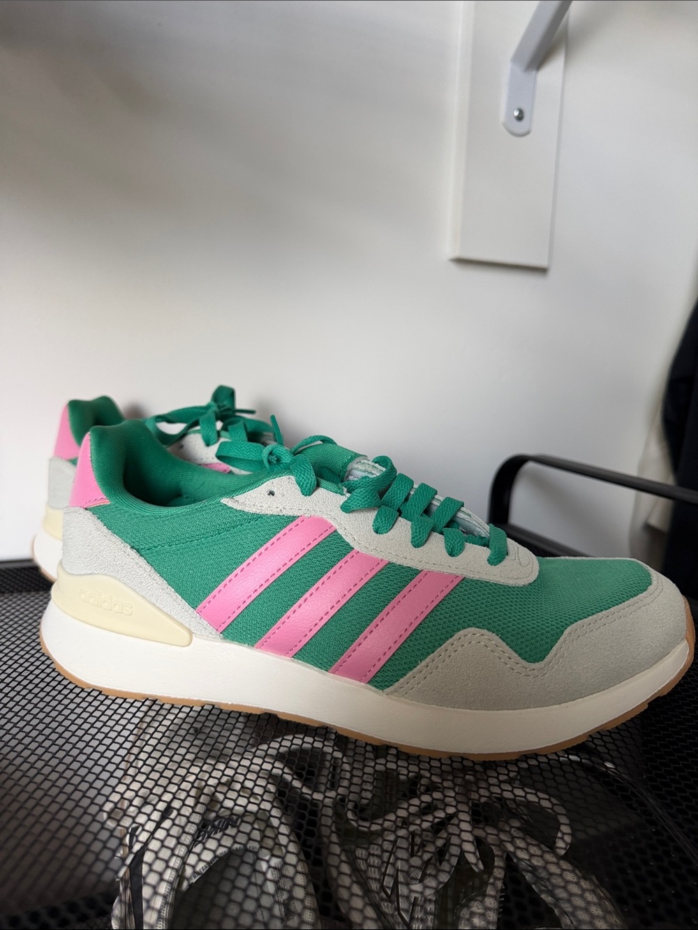 adidas Women's Green and Pink Retro Runner Sneakers - Picture 1 of 1